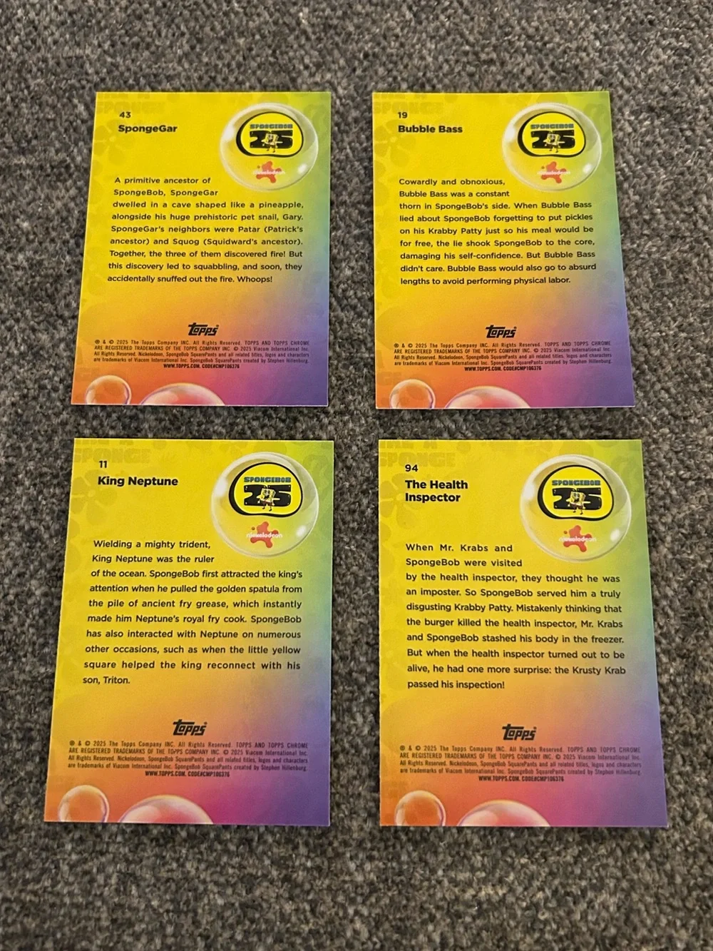 Topps Chrome SpongeBob SquarePants Character Base Cards- 25th Anniversary - Picture 2 of 2